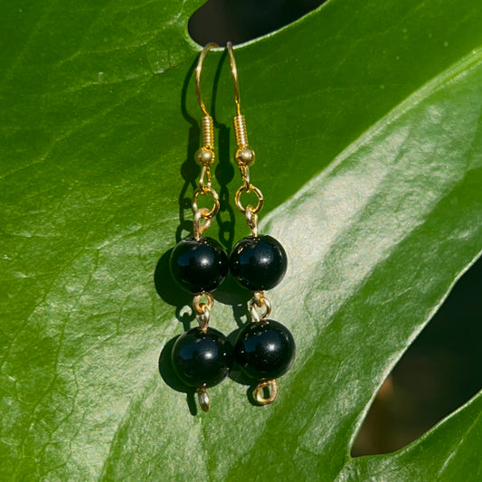 Obsidian Beaded Earrings