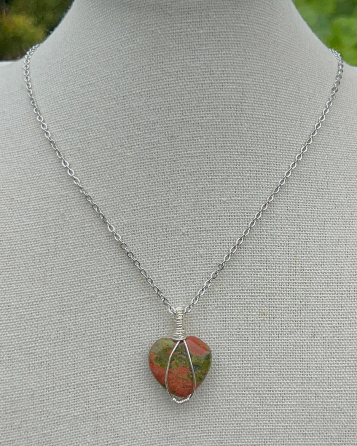 Unakite Heart Pendant