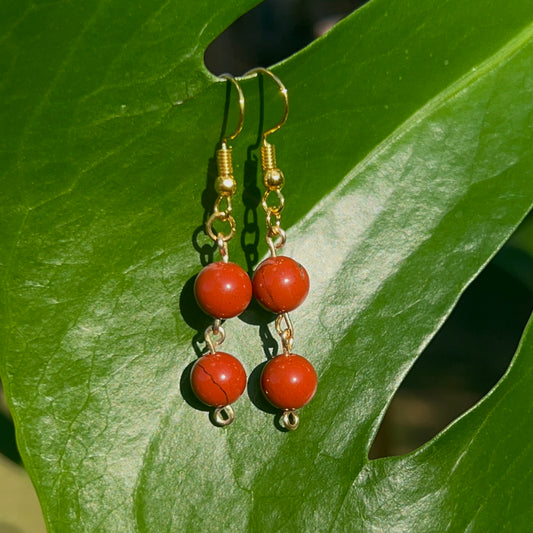 Red Jasper Beaded Earrings