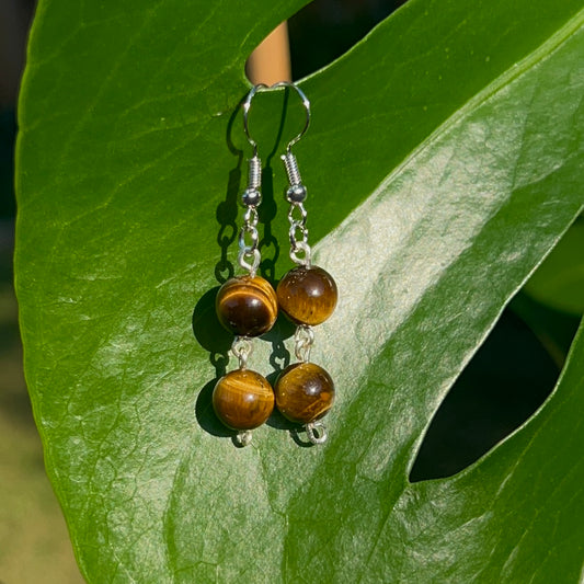 Tiger's Eye Beaded Earrings