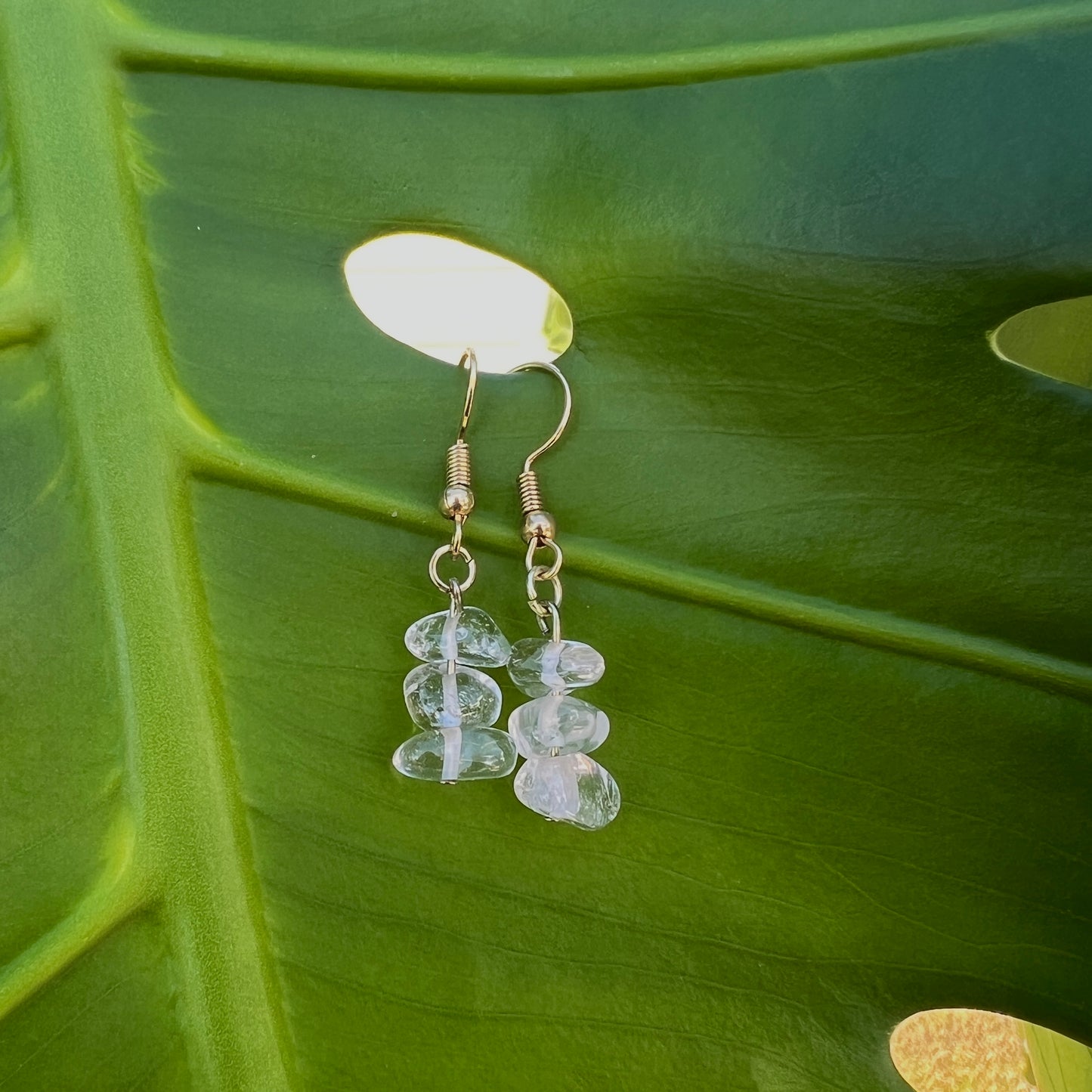 Clear Quartz Crystal Chip Earrings