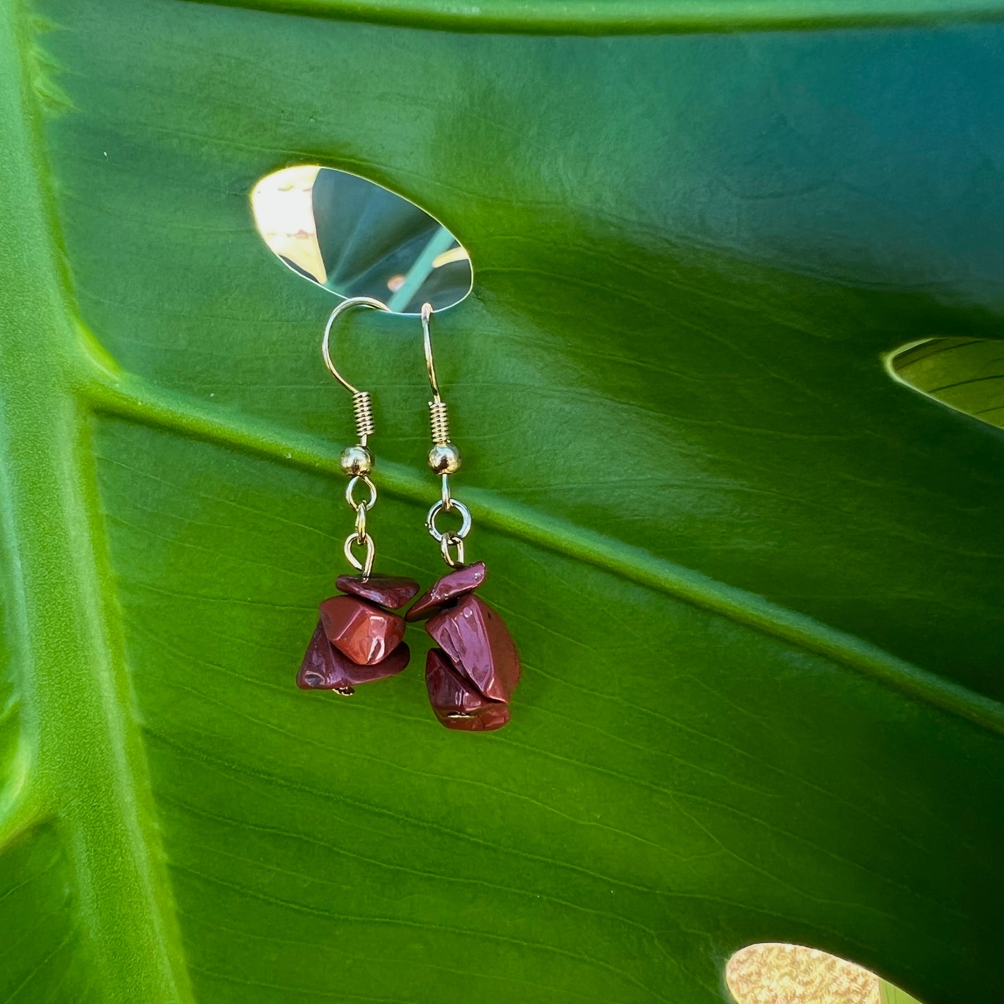 Red Jasper Crystal Chip Earrings