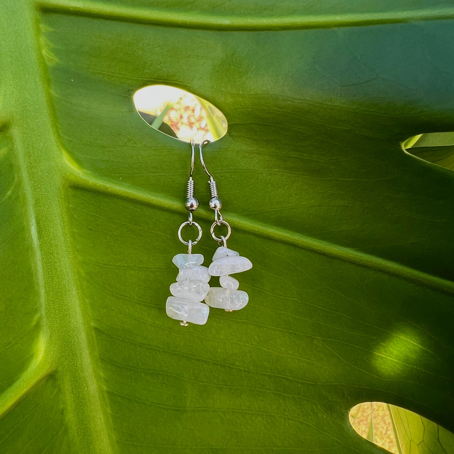 Moonstone Crystal Chip Earrings