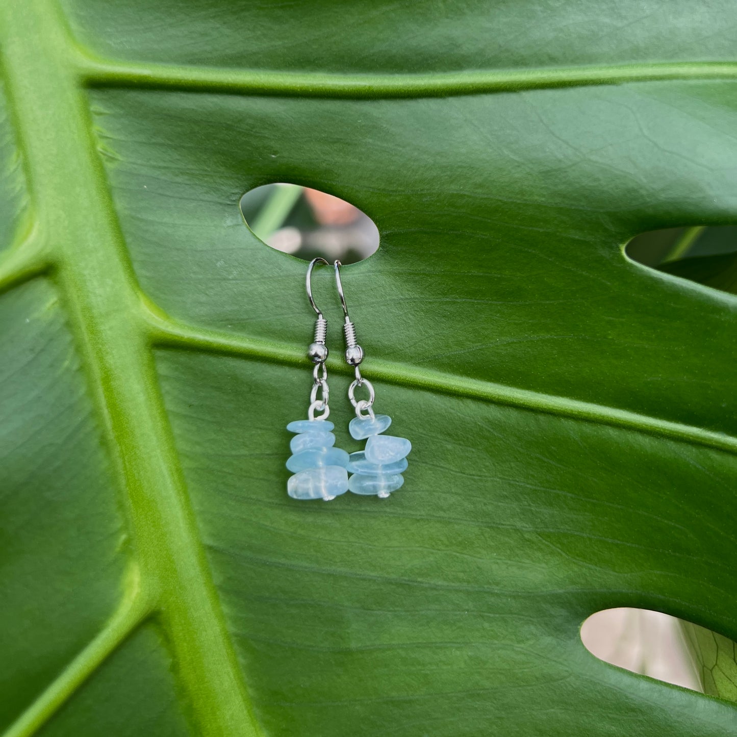 Aquamarine Crystal Chip Earrings