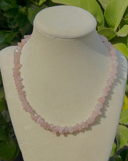 Rose Quartz Crystal Chip Necklace