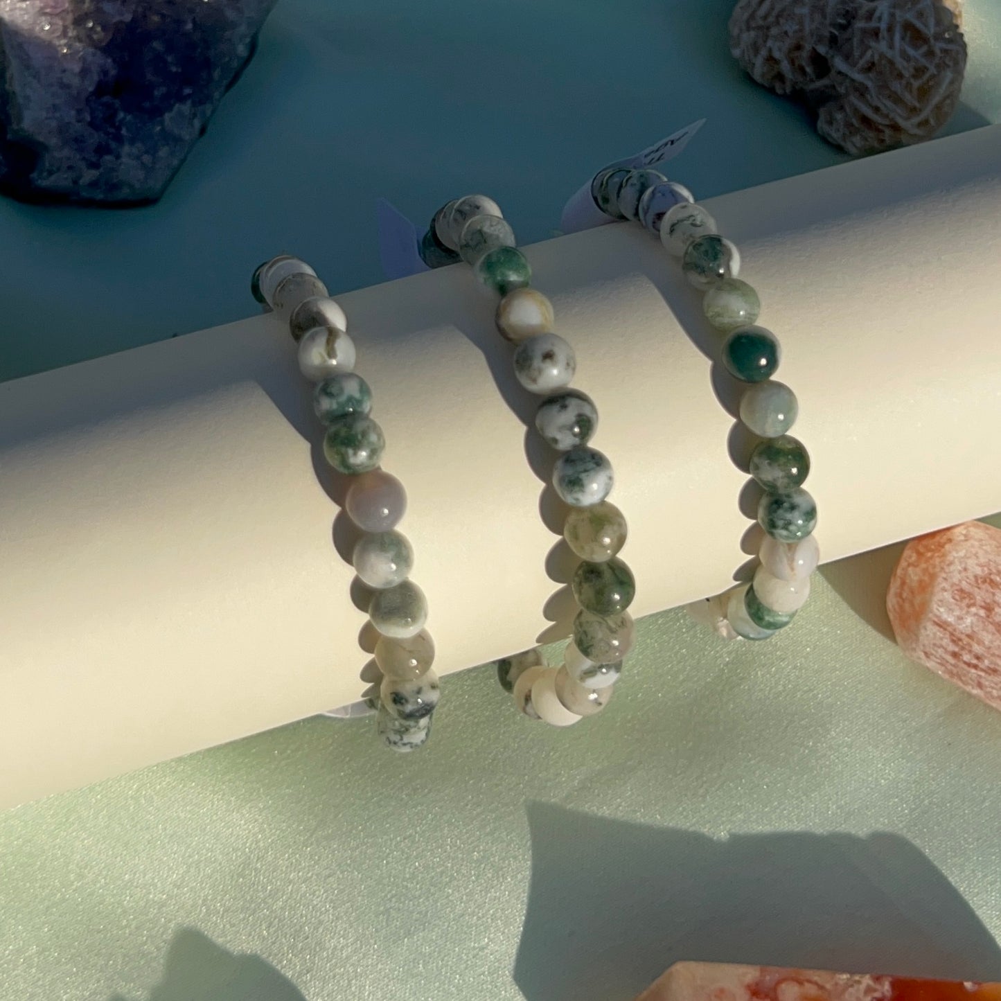 Tree Agate Mini Beaded Bracelet