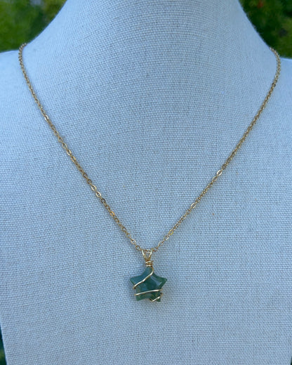 Moss Agate Star Pendants