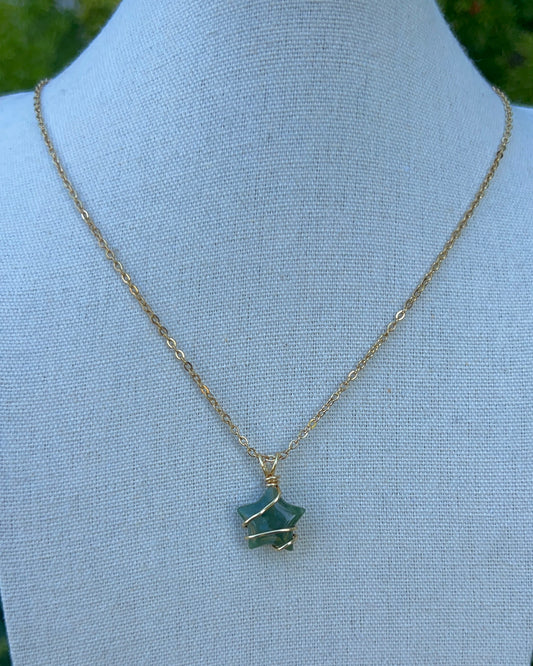 Moss Agate Star Pendants