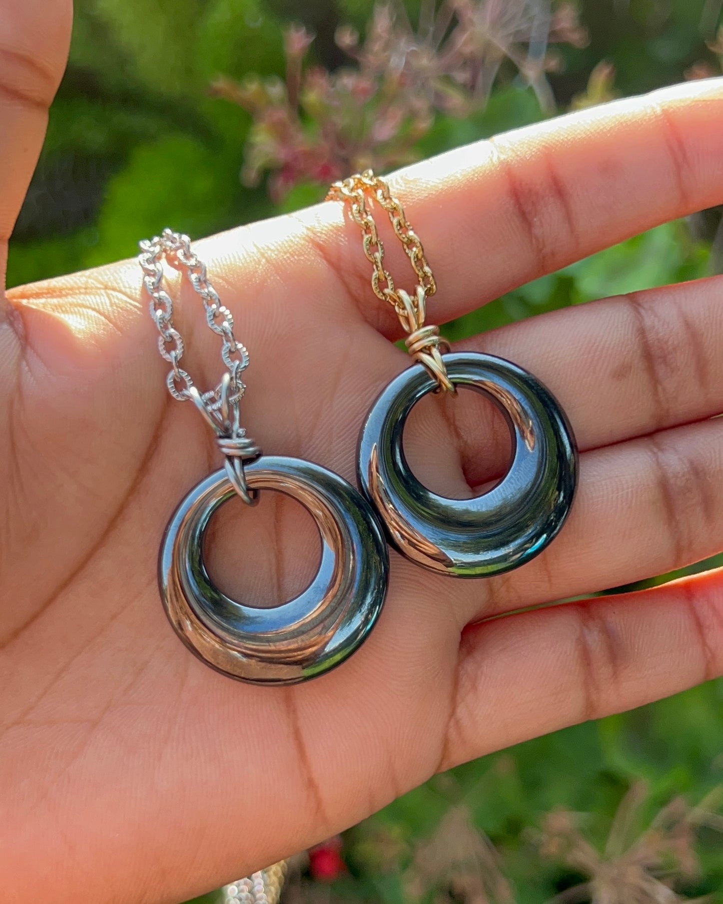 Hematite Circle Pendants