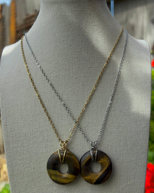 Tiger’s Eye Circle Pendants