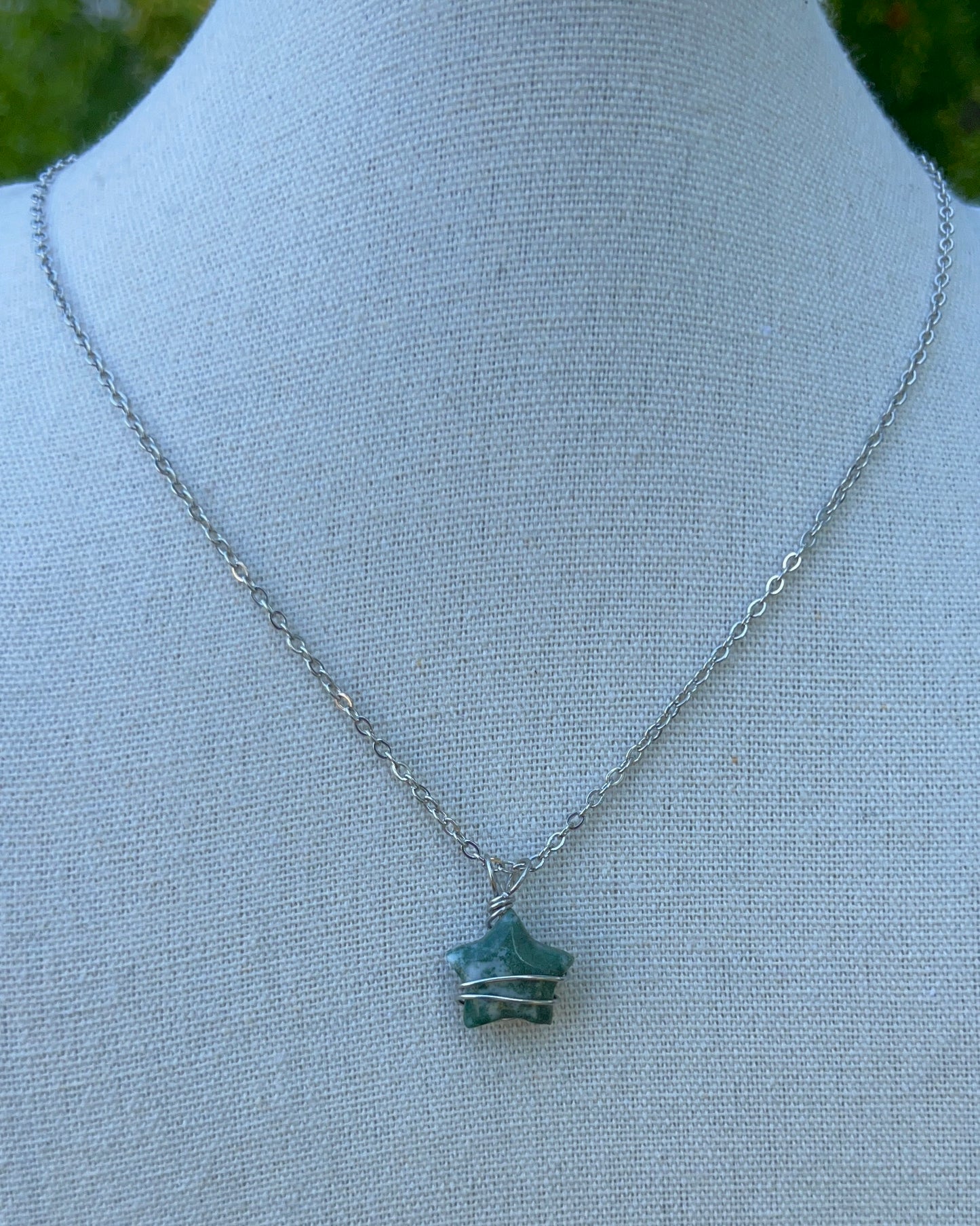 Moss Agate Star Pendants