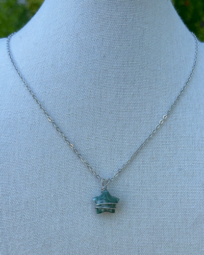 Moss Agate Star Pendants