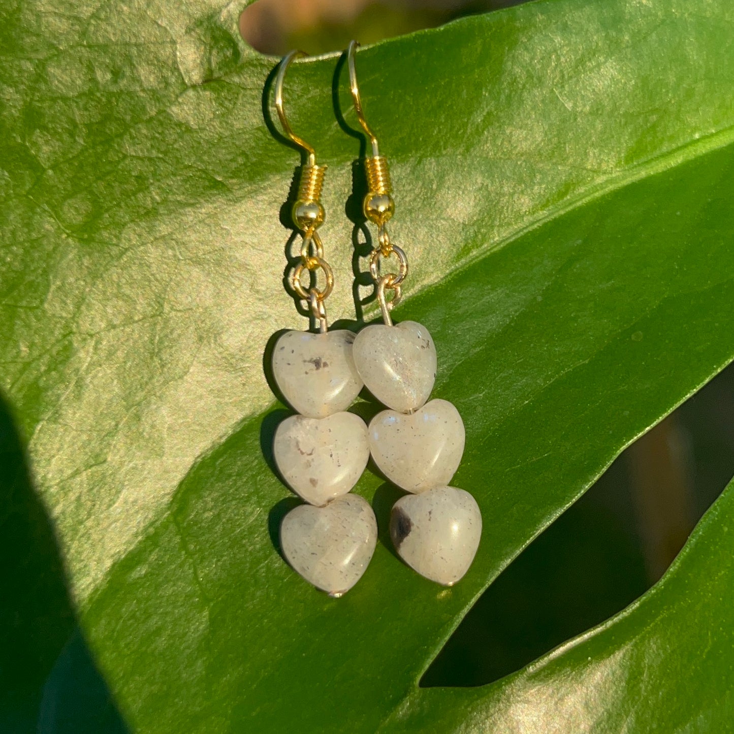 Labradorite Heart Earrings