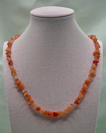 Red Aventurine Crystal Chip Necklace