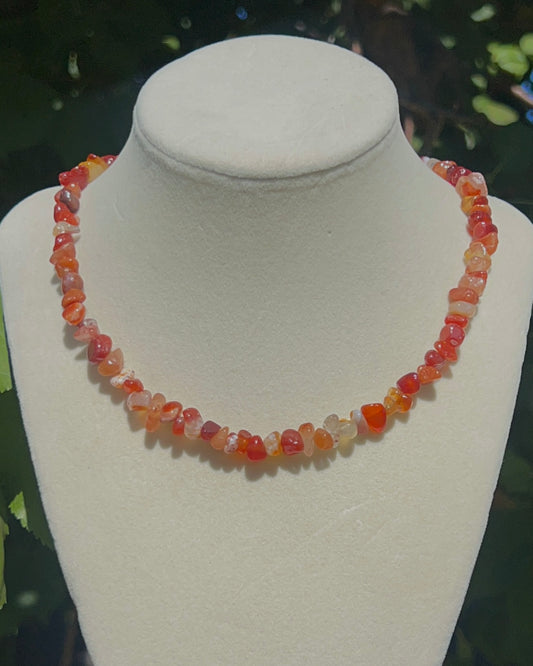 Carnelian Crystal Chip Necklace