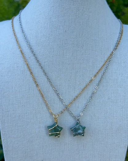 Moss Agate Star Pendants