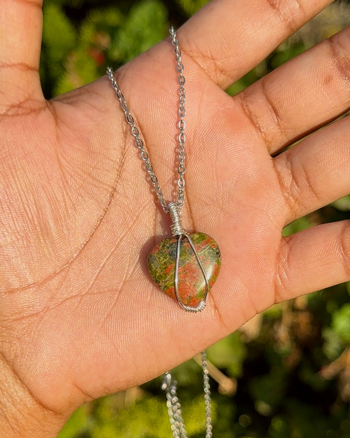 Unakite Heart Pendant