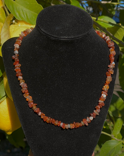 Carnelian Crystal Chip Necklace