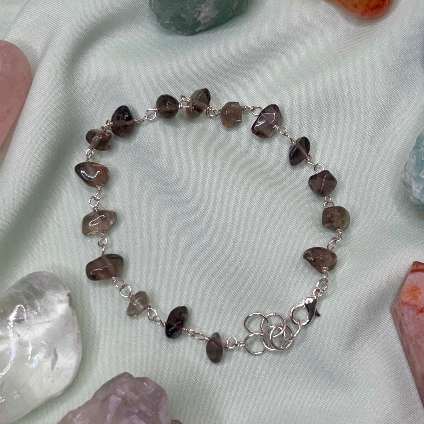 Dainty Smoky Quartz Anklet