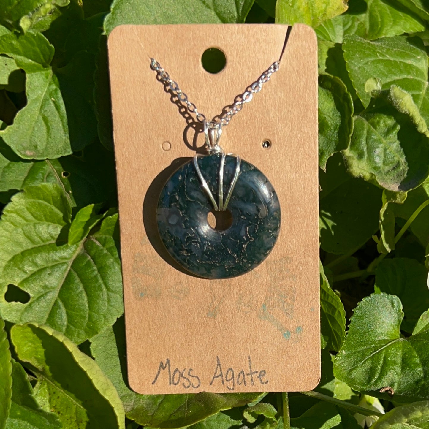 Moss Agate Donut Pendant