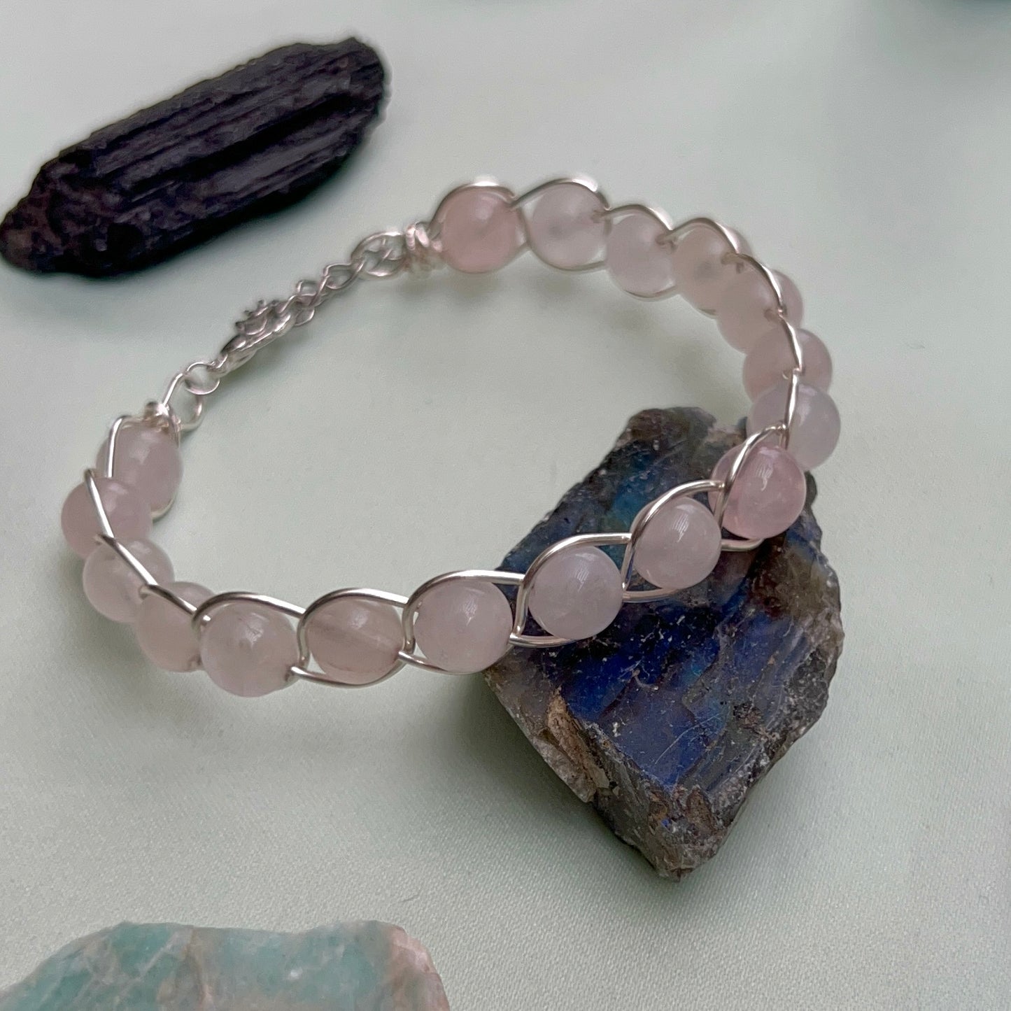 Rose Quartz Braided Cuff