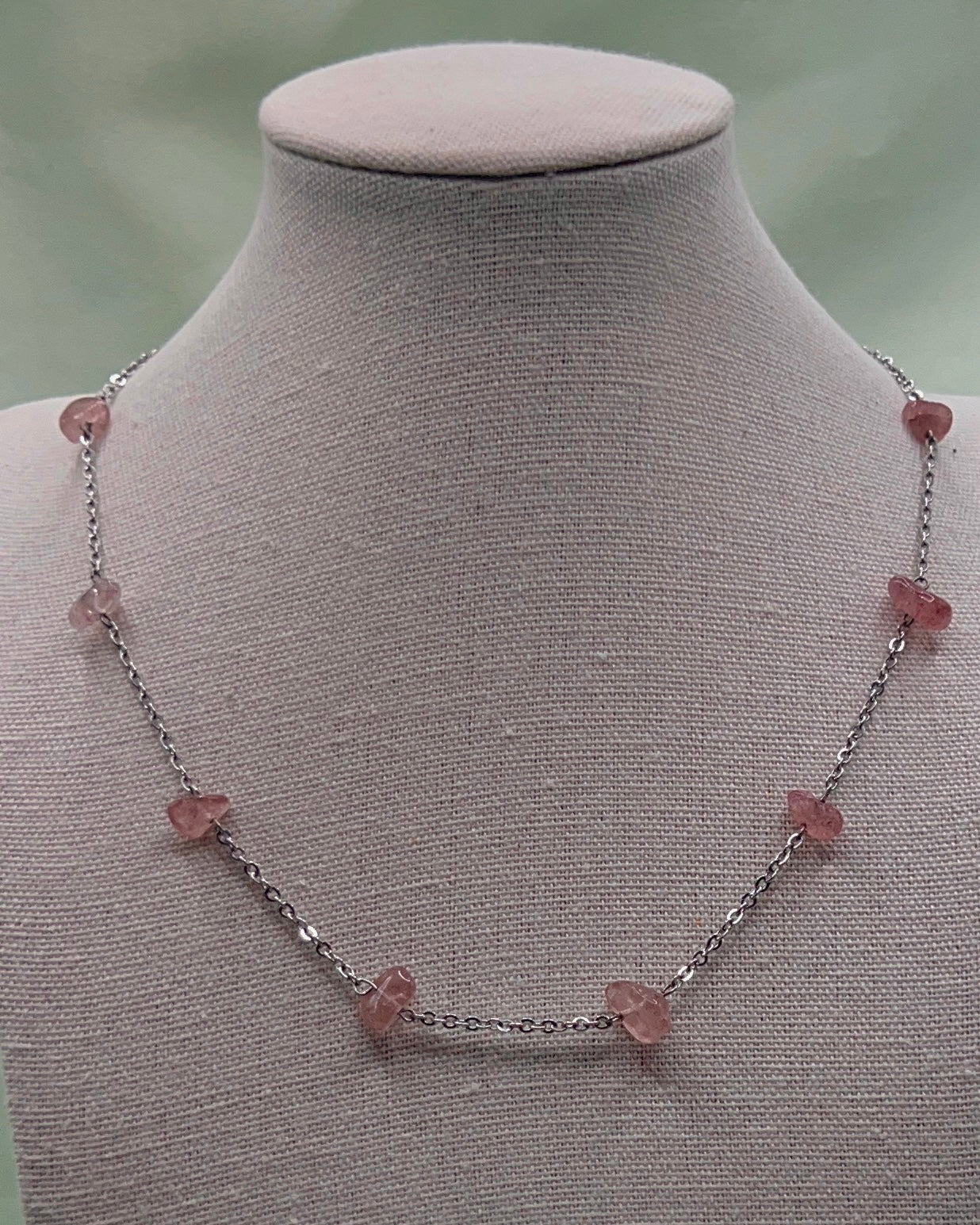 Dainty Strawberry Quartz Chain
