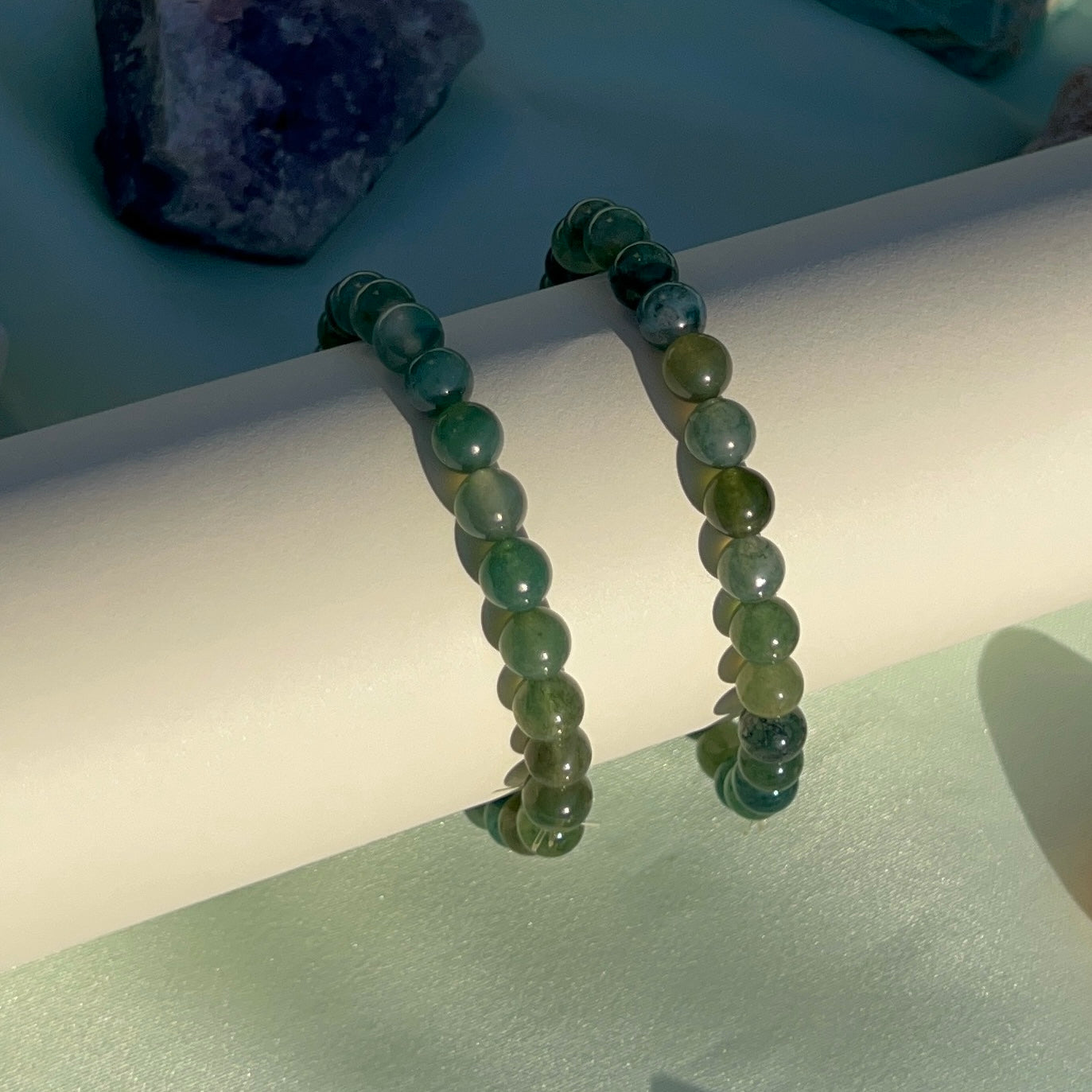 Moss Agate Mini Beaded Bracelet