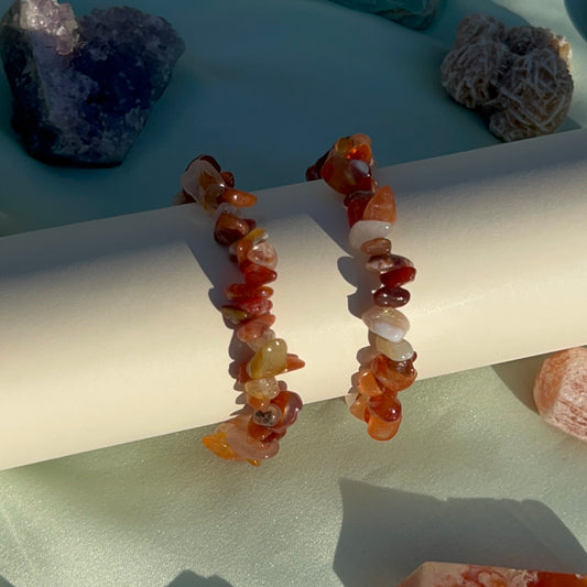 Carnelian Crystal Chip Bracelet