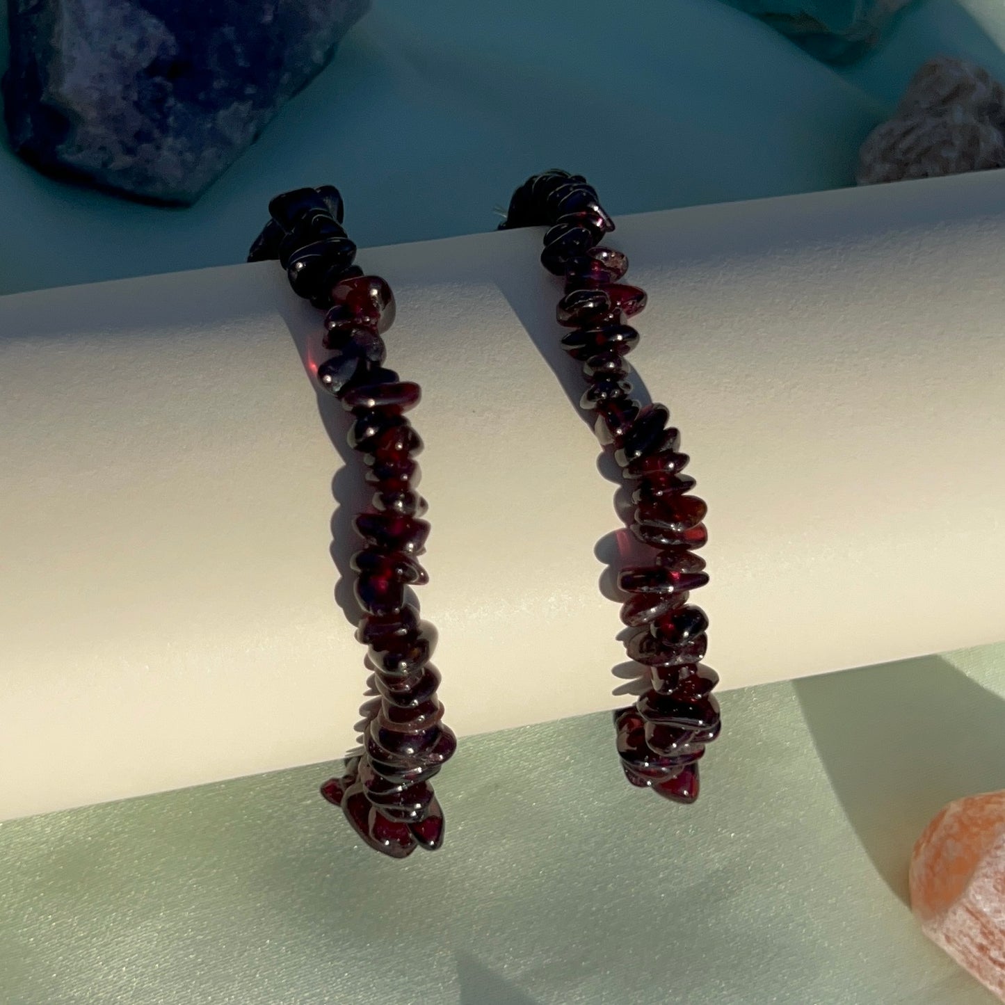 Garnet Crystal Chip Bracelet