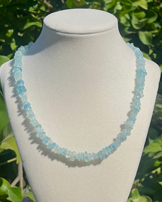 Aquamarine Crystal Chip Necklace