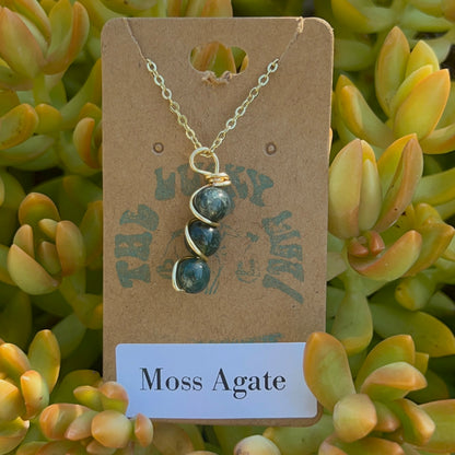 Moss Agate Beaded Necklace