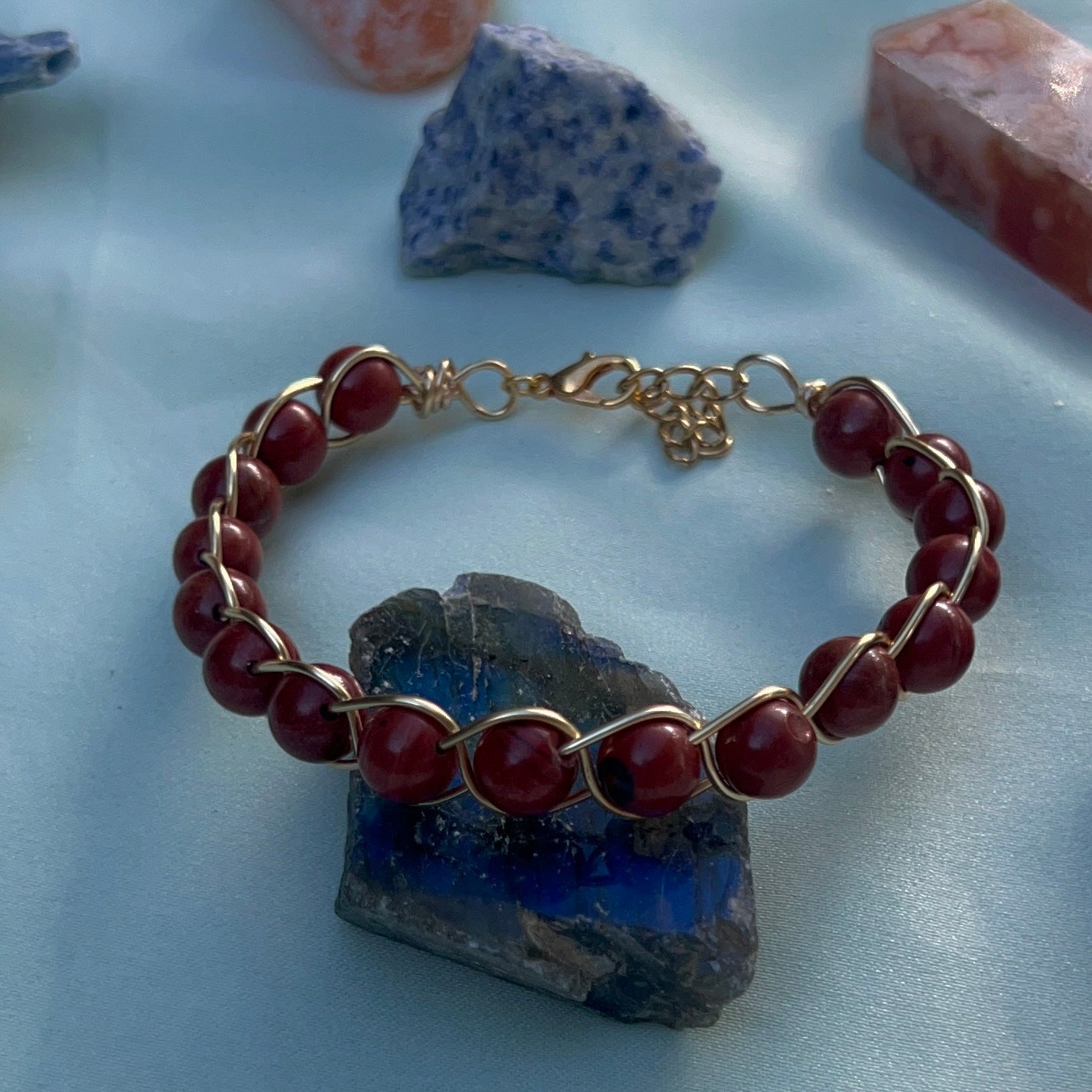 Red Jasper Braided Cuff