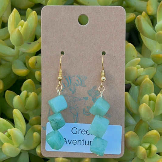 Green Aventurine Cube Earrings