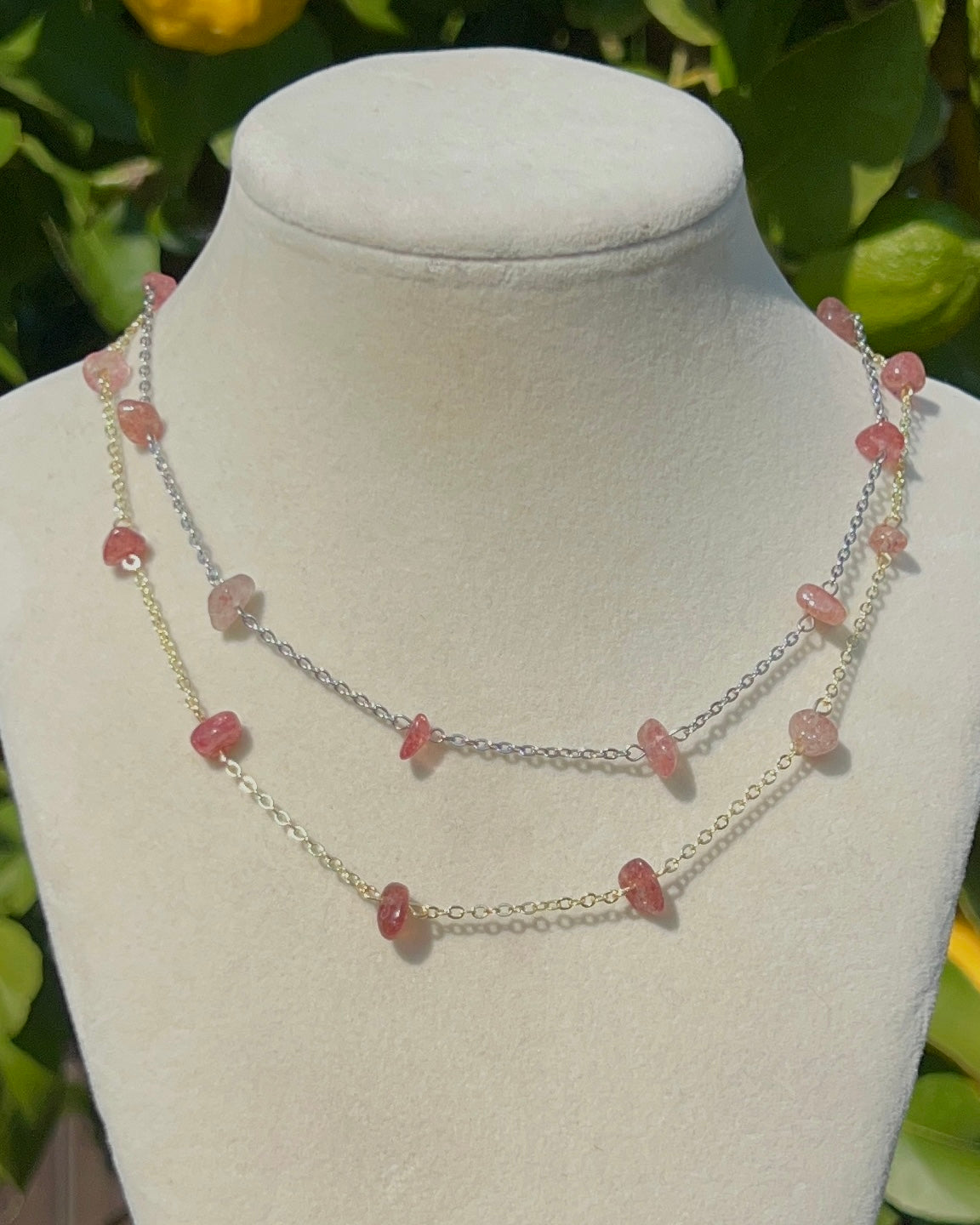 Dainty Strawberry Quartz Chain