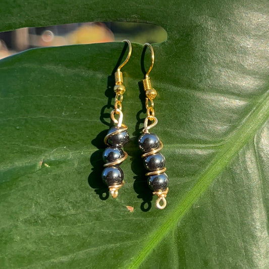 Hematite Wrapped Earrings