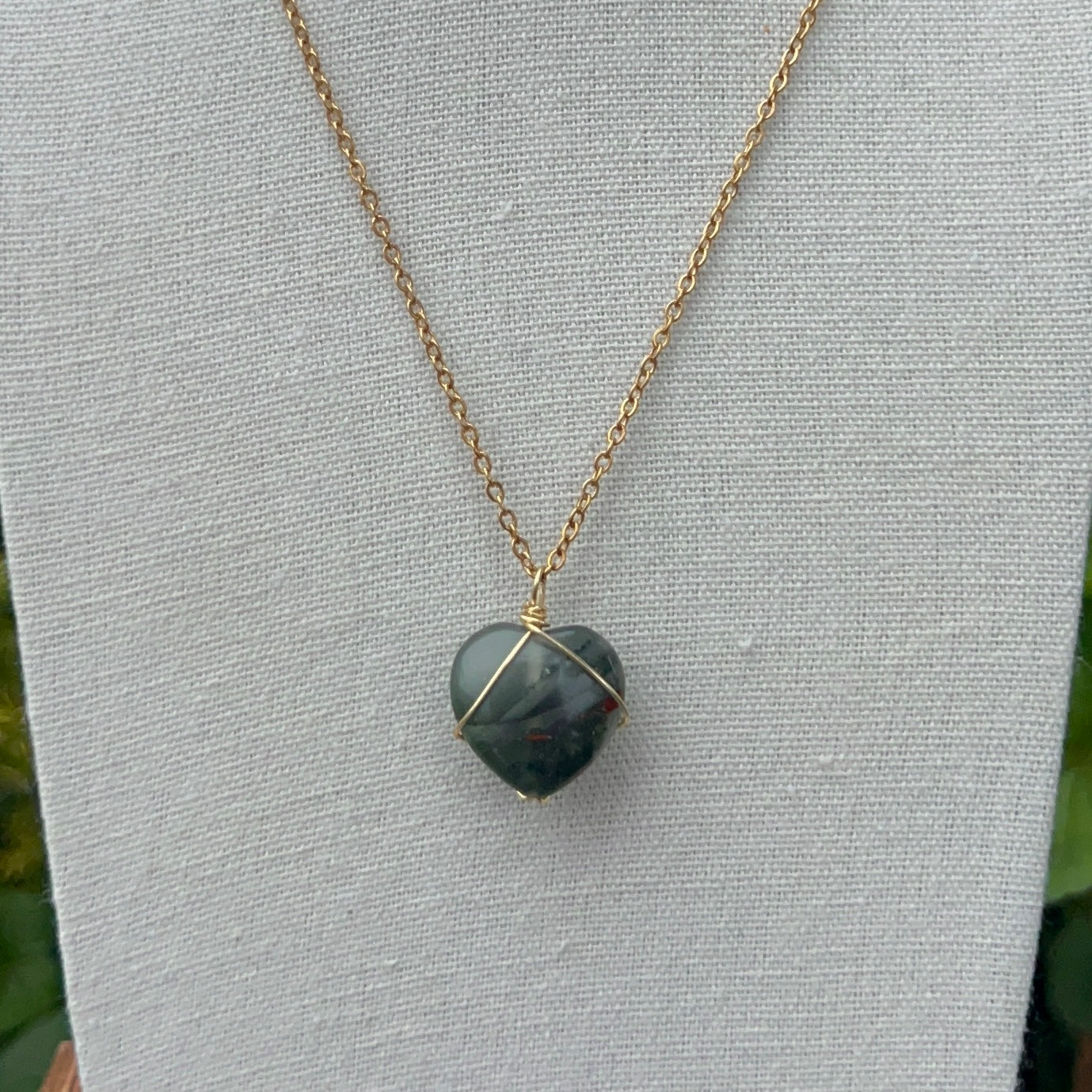 Moss Agate Heart Pendant