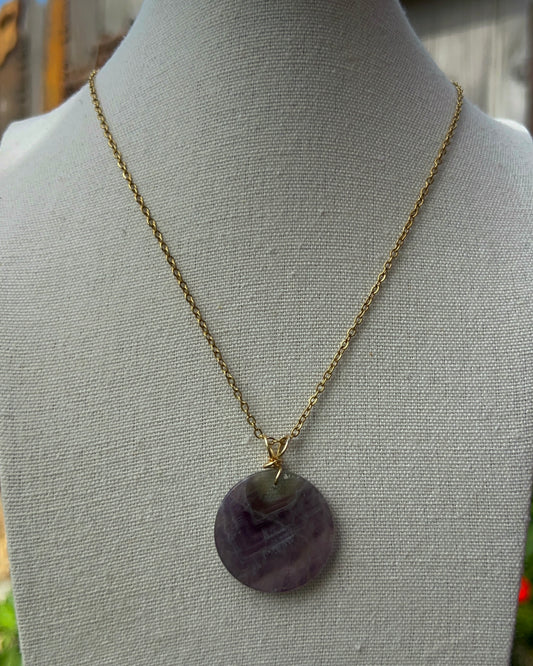 Amethyst Disc Pendant