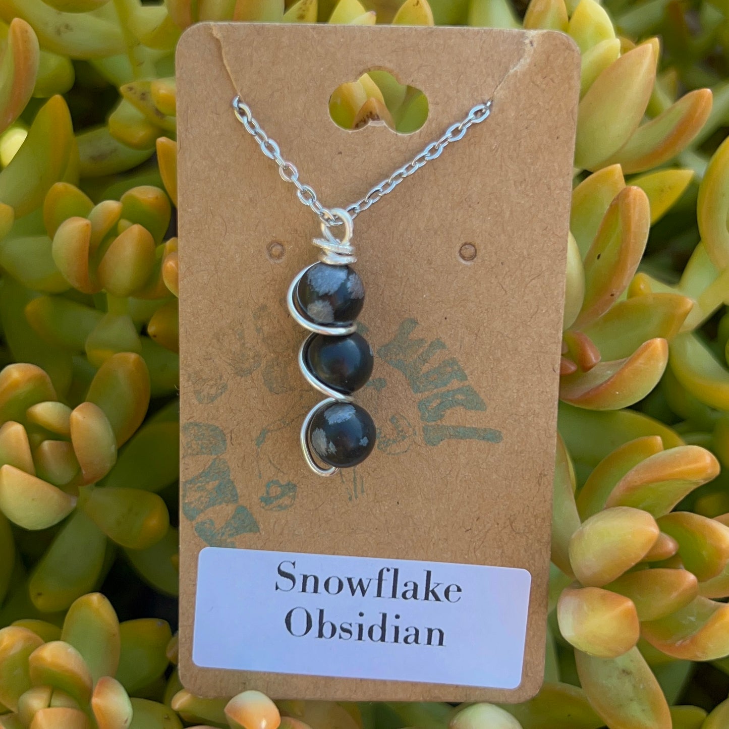 Snowflake Obsidian Beaded Necklace