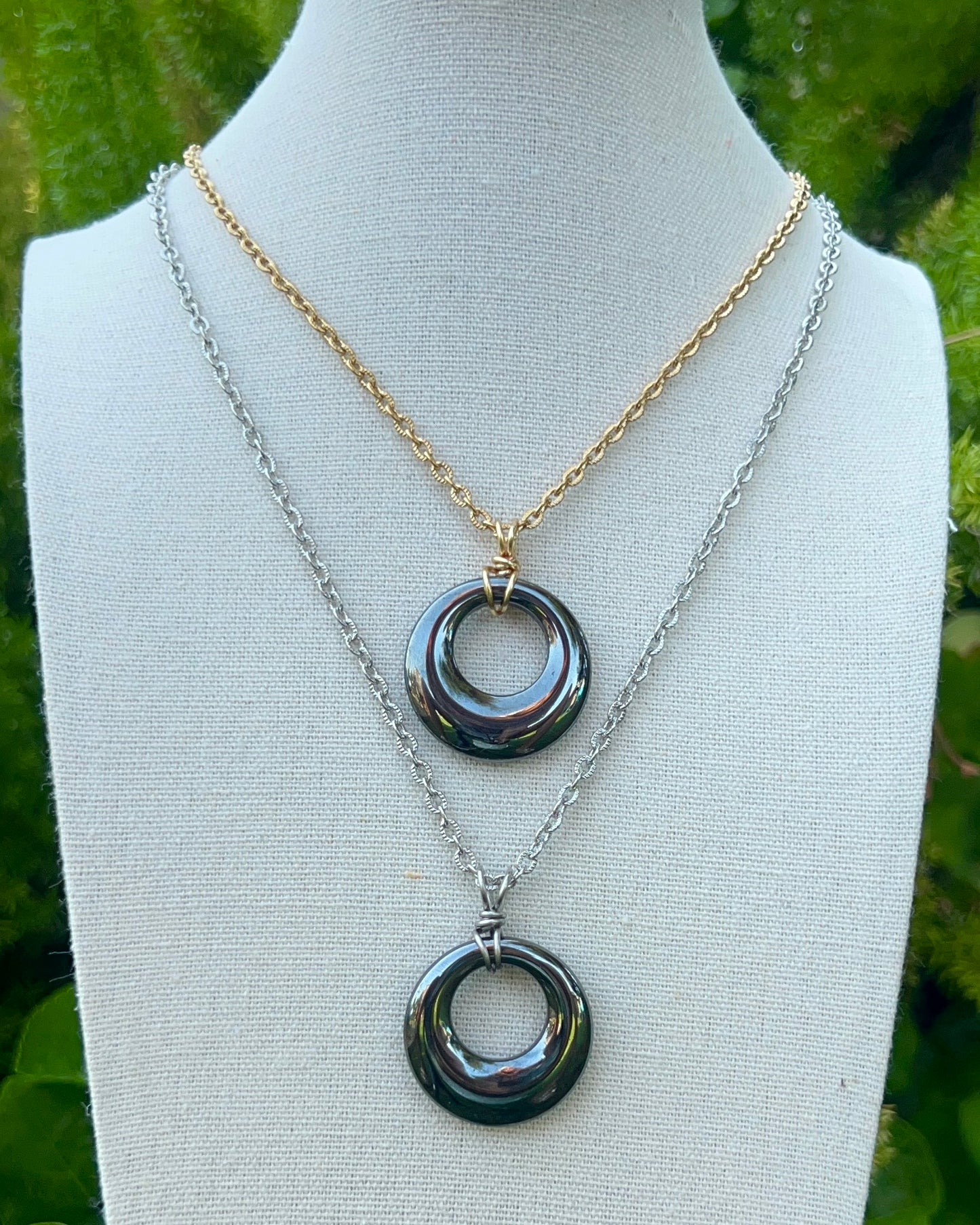 Hematite Circle Pendants
