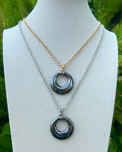 Hematite Circle Pendants