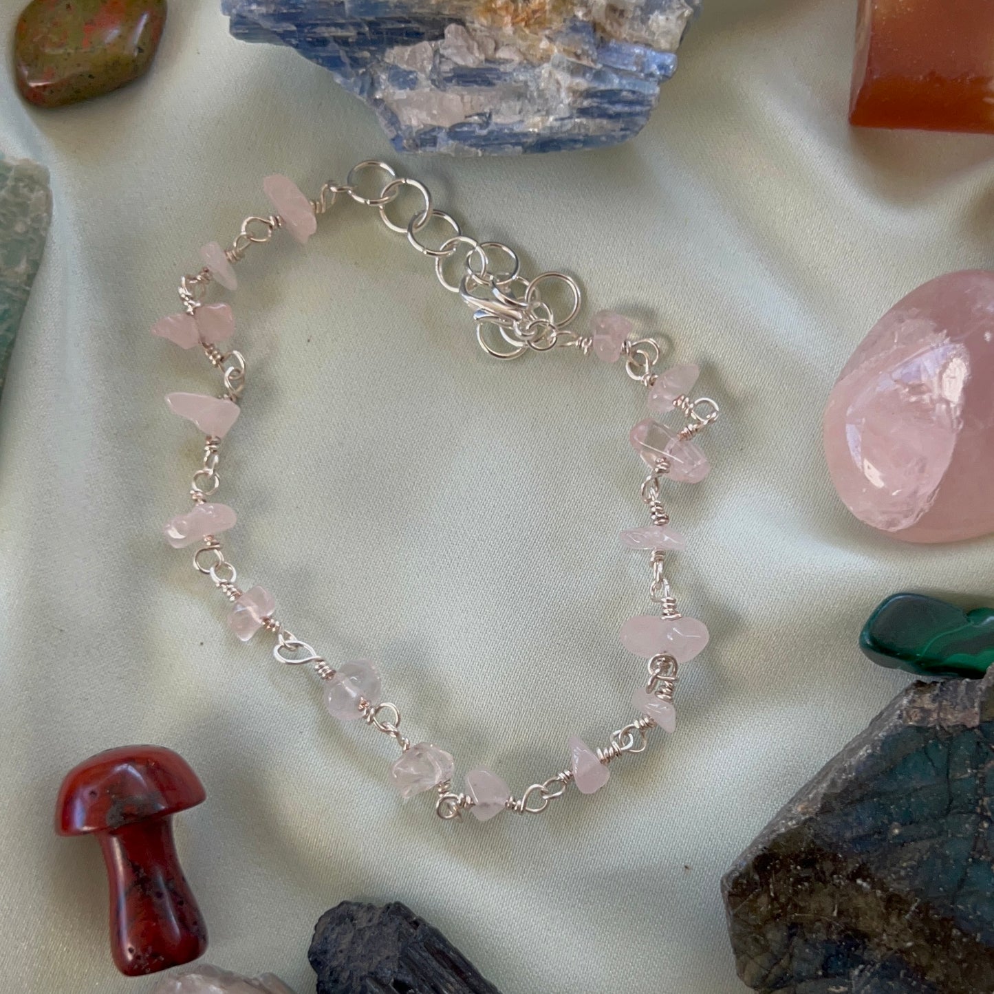 Dainty Rose Quartz Anklet