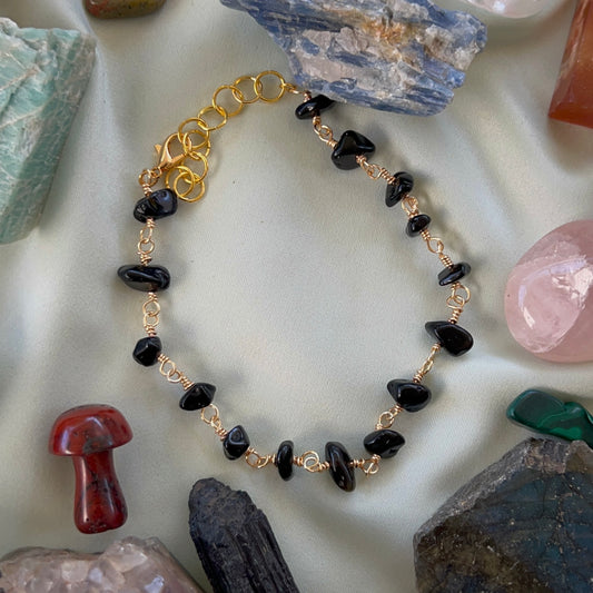 Dainty Obsidian Anklet