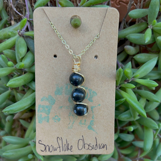 Snowflake Obsidian Beaded Necklace