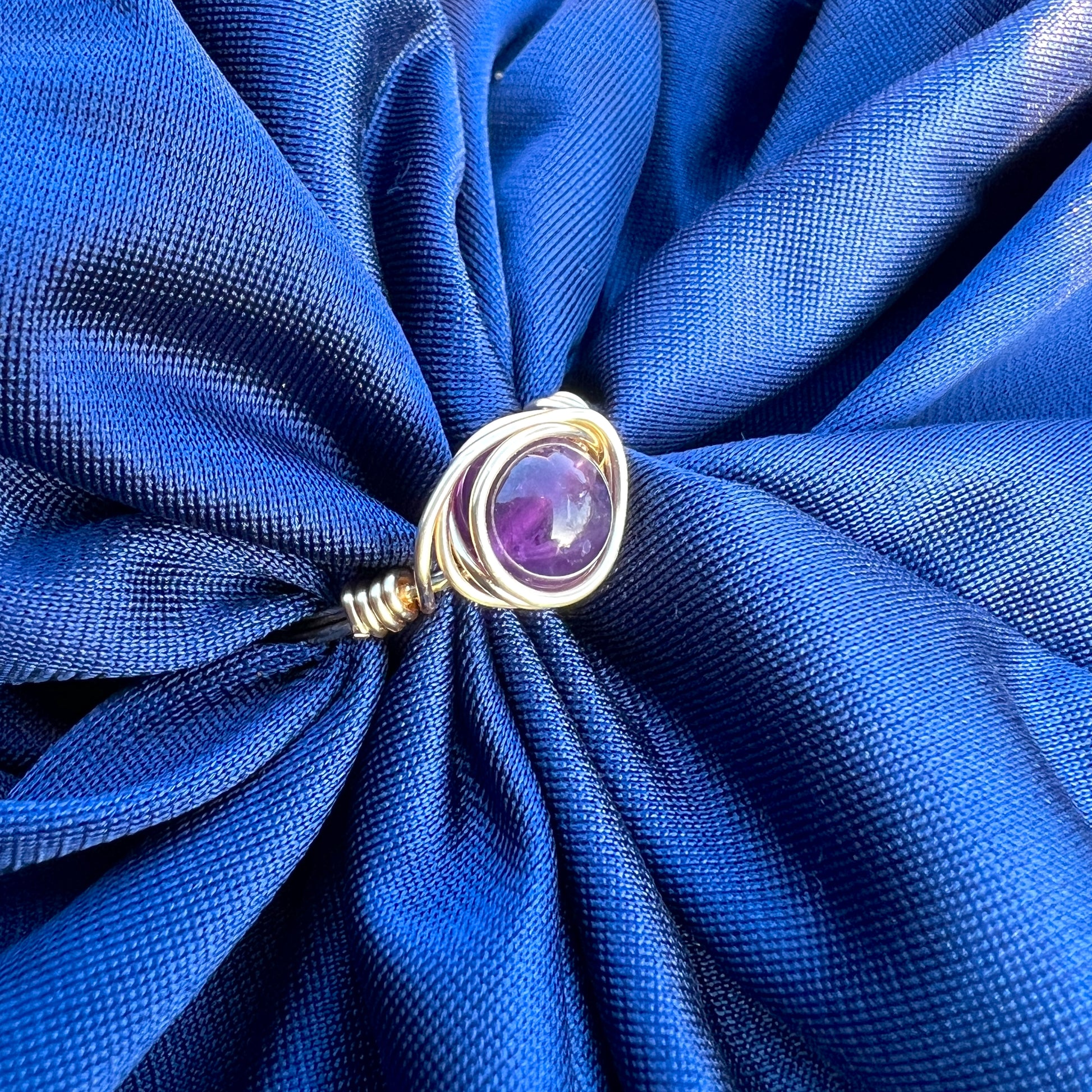 Wire Wrapped Amethyst bead ring