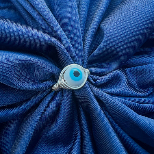 White Evil Eye Ring