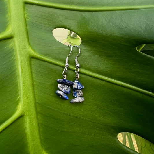 Lapis Lazuli Crystal Chip Earrings