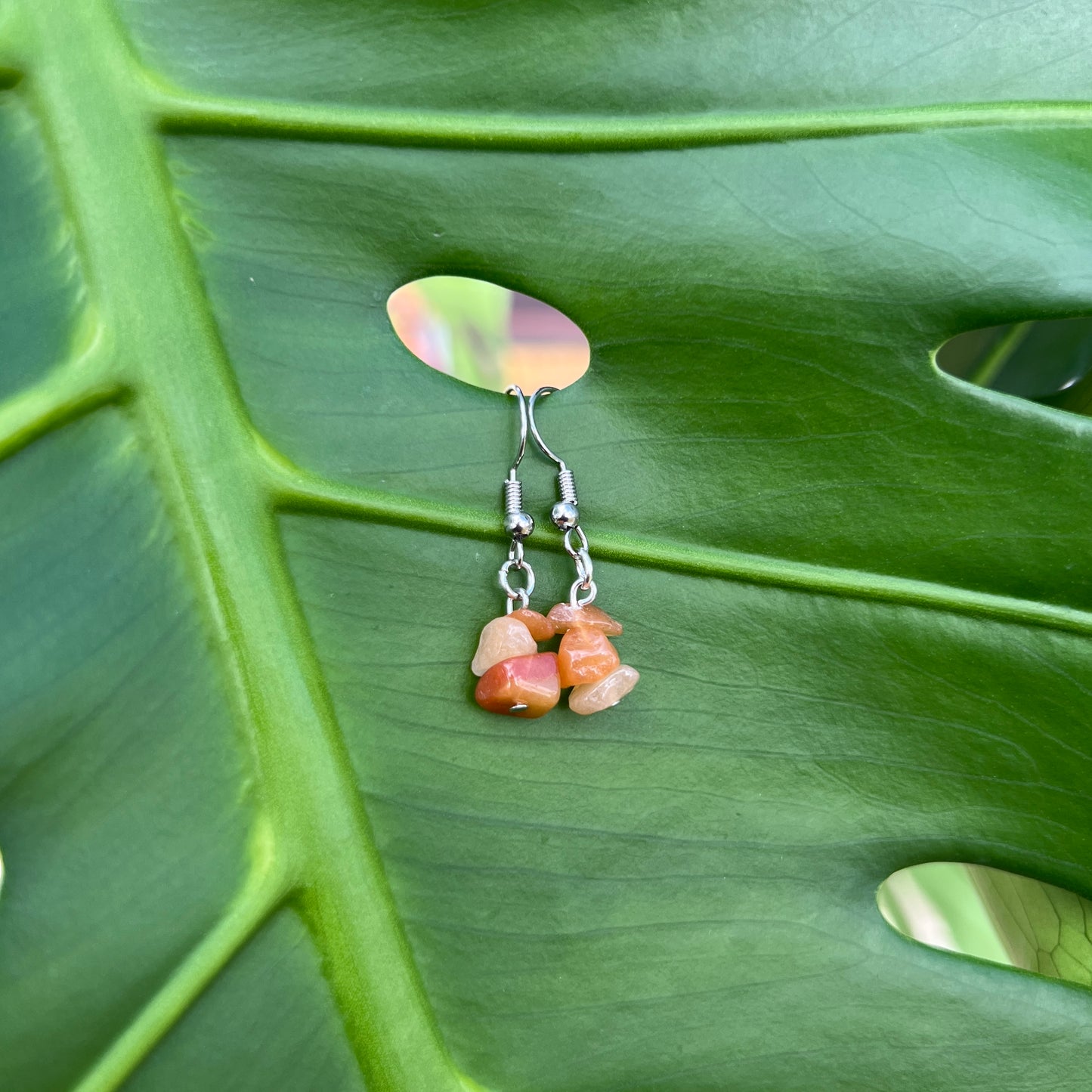 Red Aventurine Crystal Chip Earrings